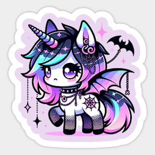 Pastel Goth Unicorn Kawaii Creepy Cute Chibi Horse Sticker